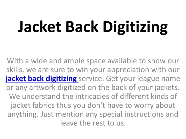 jacket back digitizing