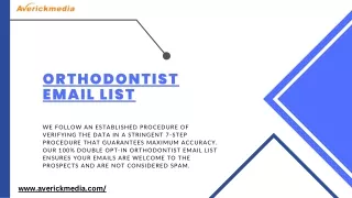 Orthodontist Email List PDF - Well accurate data