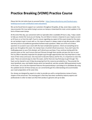 practice breaking vomi practice course
