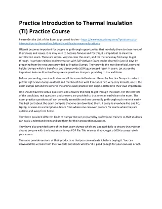 practice introduction to thermal insulation