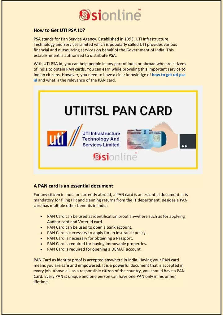 how to get uti psa id