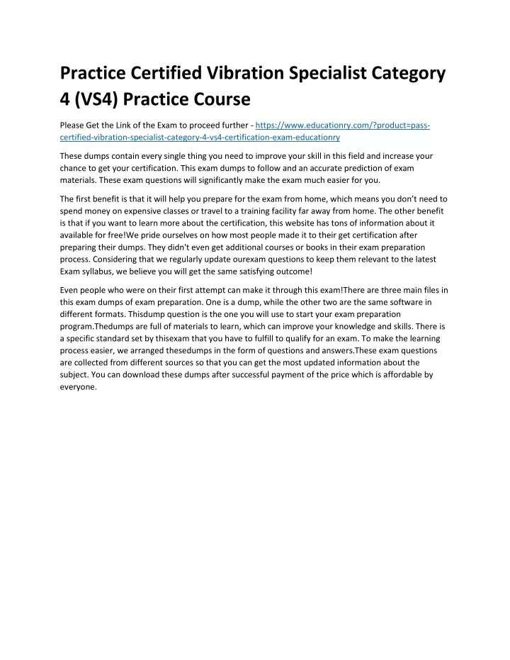 practice certified vibration specialist category