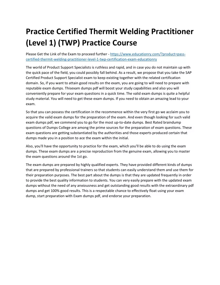 practice certified thermit welding practitioner