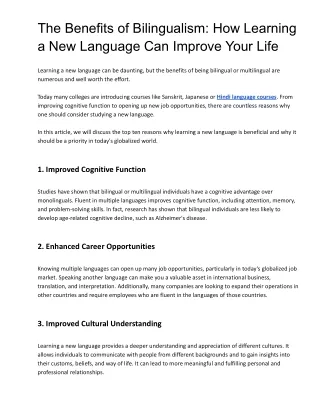 the benefits of bilingualism how learning