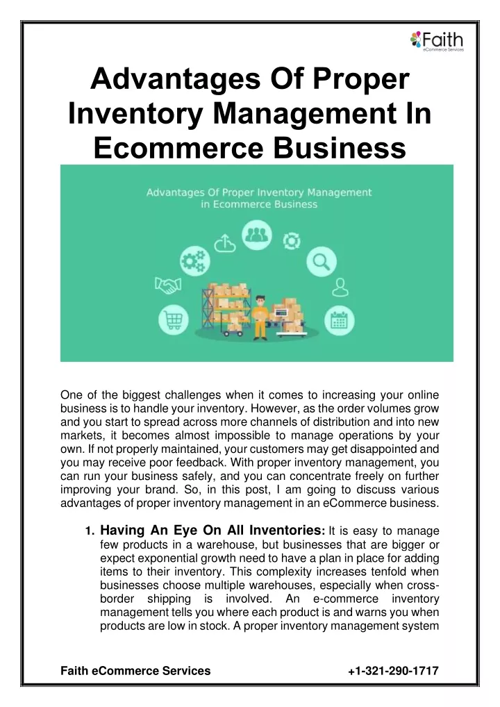 advantages of proper inventory management