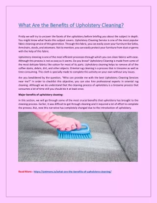 What Are the Benefits of Upholstery Cleaning?