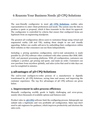 6 reasons your business needs 3d cpq solutions