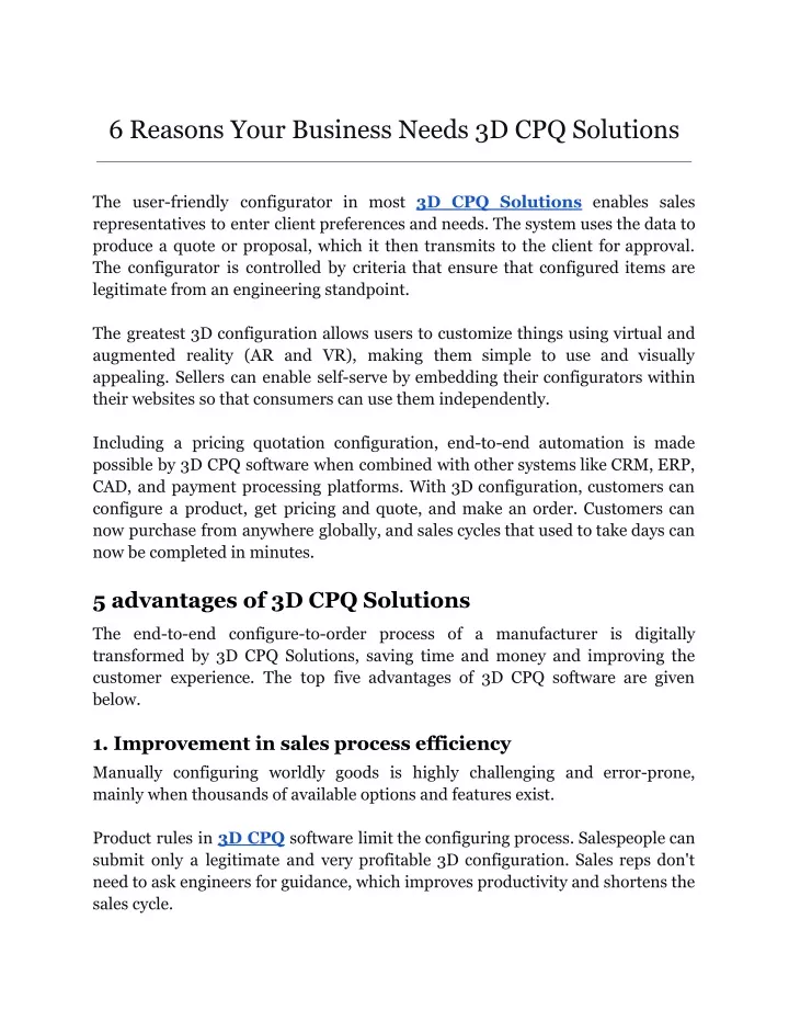 6 reasons your business needs 3d cpq solutions