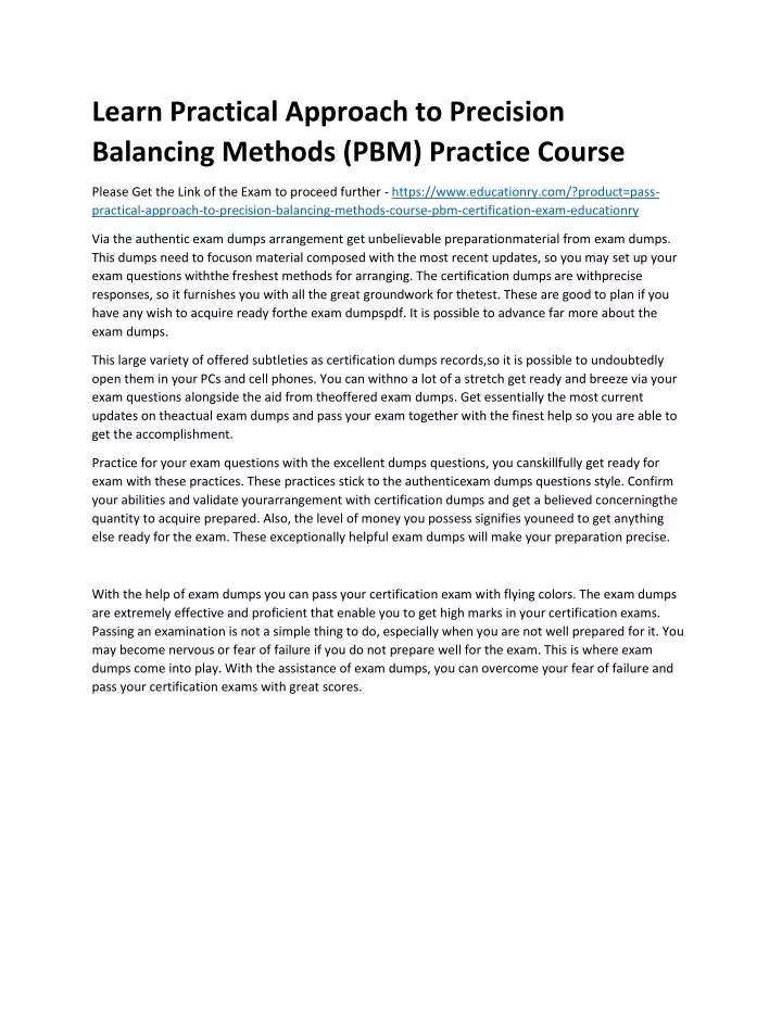 learn practical approach to precision balancing
