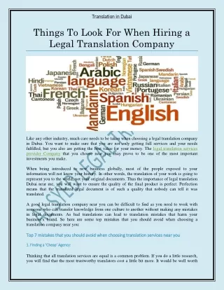 Things To Look For When Hiring a Legal Translation Company