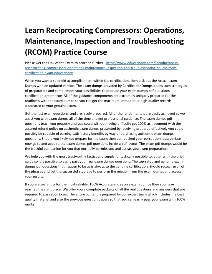 learn reciprocating compressors operations