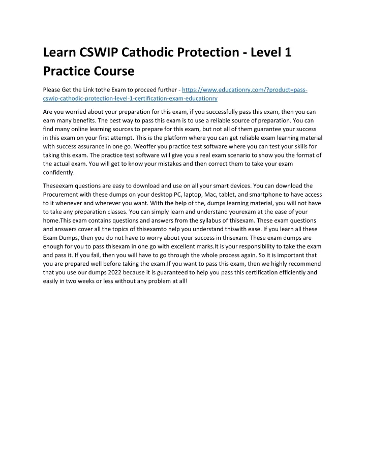 learn cswip cathodic protection level 1 practice