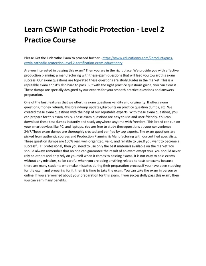 learn cswip cathodic protection level 2 practice
