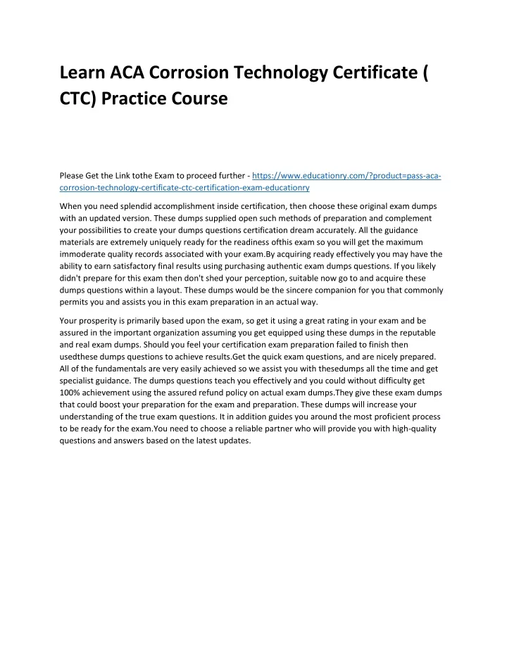 learn aca corrosion technology certificate