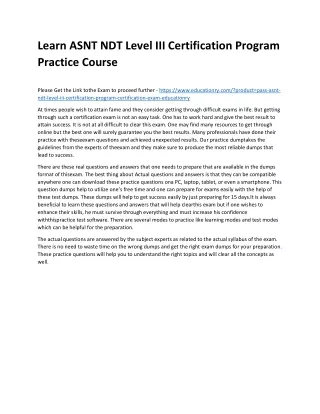 learn asnt ndt level iii certification program
