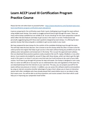 learn accp level iii certification program