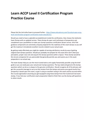 learn accp level ii certification program