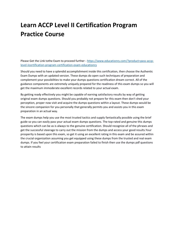 learn accp level ii certification program