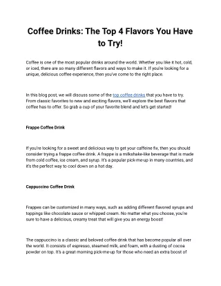 Coffee Drinks_ The Top 4 Flavors You Have to Try!
