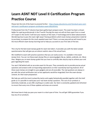 learn asnt ndt level ii certification program