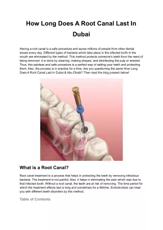 How Long Does A Root Canal Last In Dubai