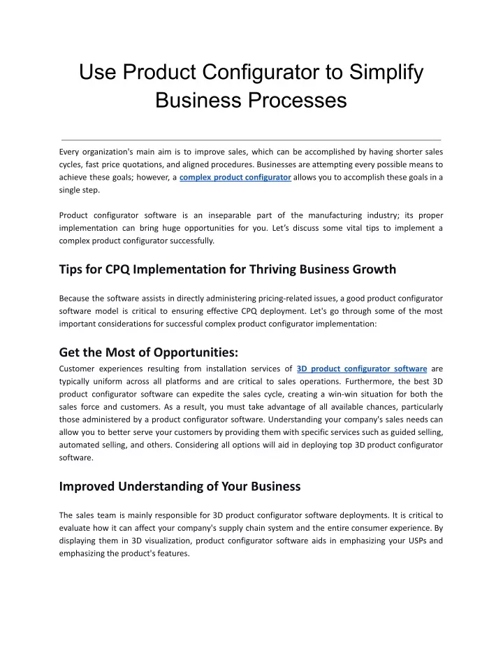 use product configurator to simplify business