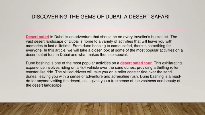 discovering the gems of dubai a desert safari