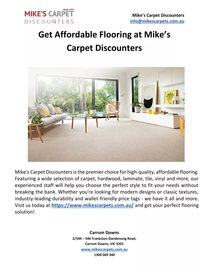 mike s carpet discounters info@mikescarpets com au