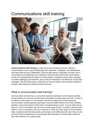 Communications skill training