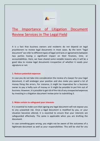 The Importance of Litigation Document Review Services in The Legal Field