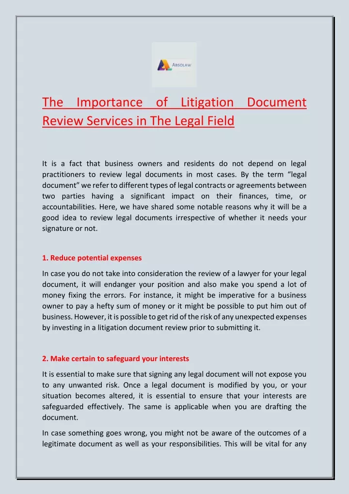 the importance of litigation document review