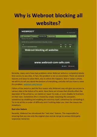Why is Webroot blocking all websites?