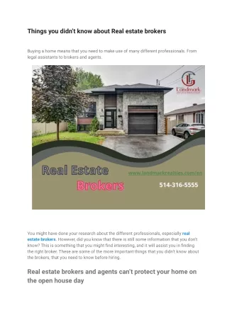 Things you didn’t know about Real estate brokers