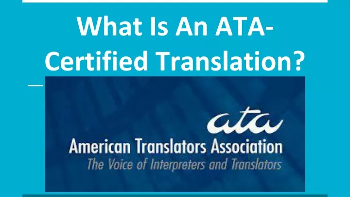 what is an ata certified translation