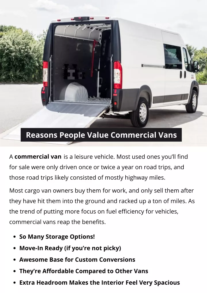 reasons people value commercial vans