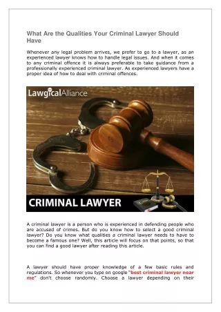 What Are the Qualities Your Criminal Lawyer Should Have