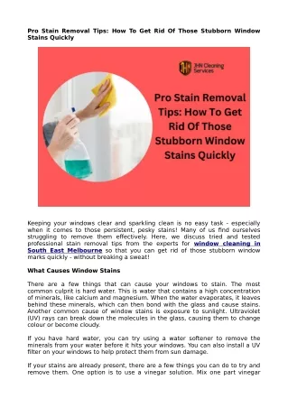 Pro Stain Removal Tips: How To Get Rid Of Those Stubborn Window Stains Quickly