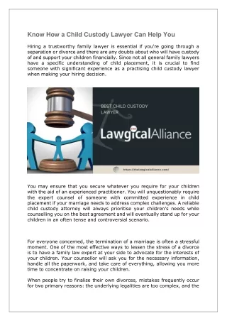 Know How a Child Custody Lawyer Can Help You