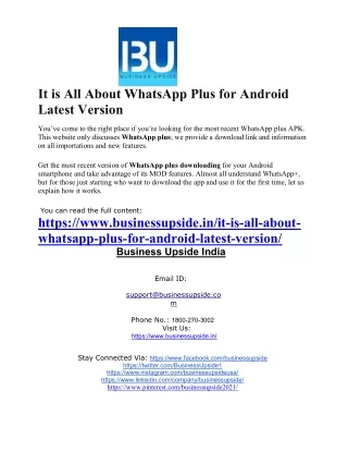 it is all about whatsapp plus for android latest