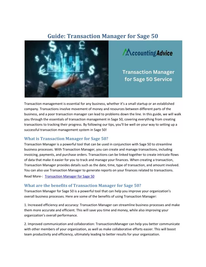 guide transaction manager for sage 50