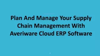 plan and manage your supply chain management with