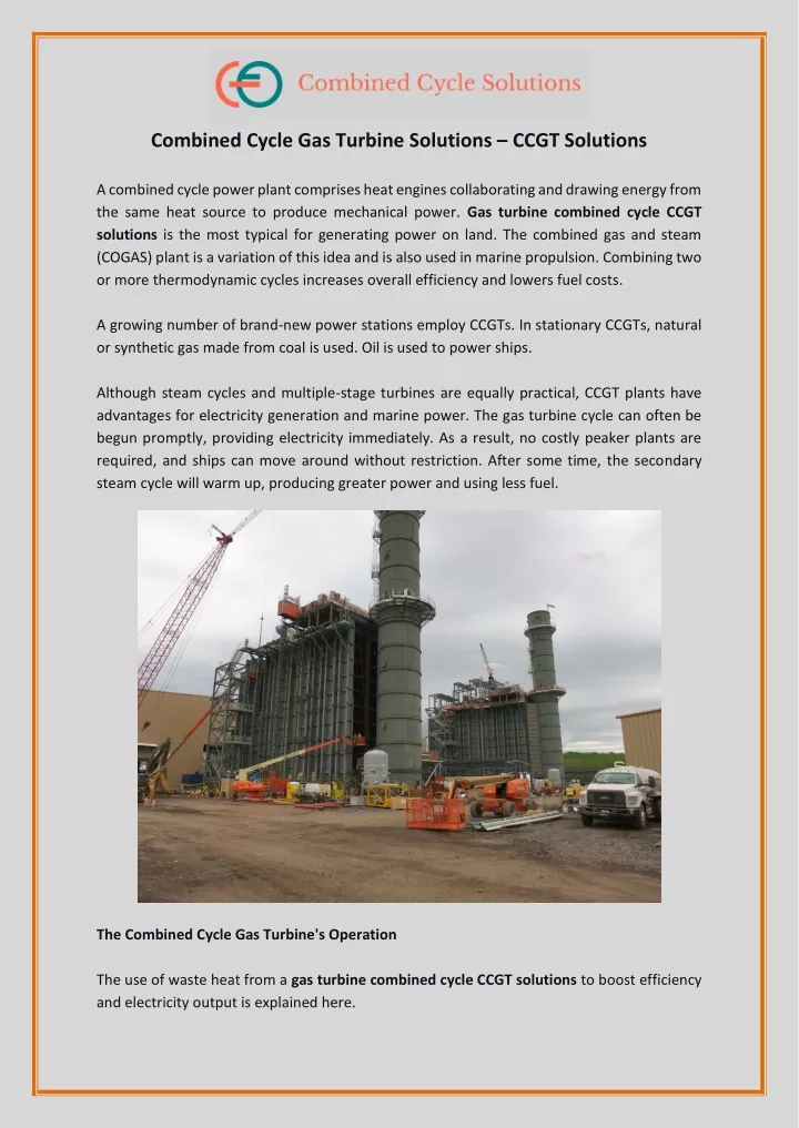 combined cycle gas turbine solutions ccgt