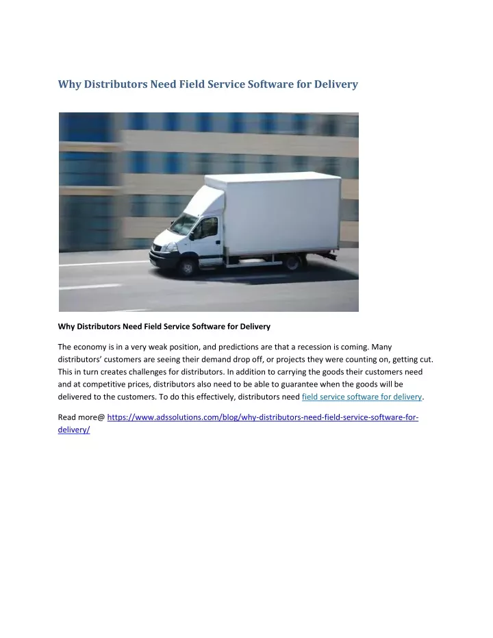 why distributors need field service software