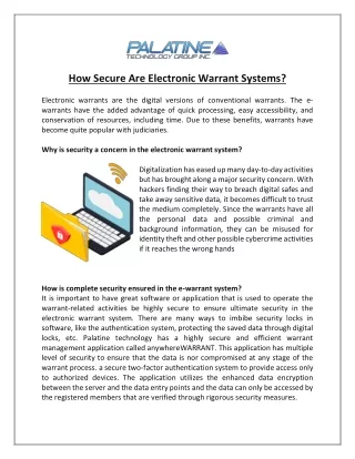 how secure are electronic warrant systems