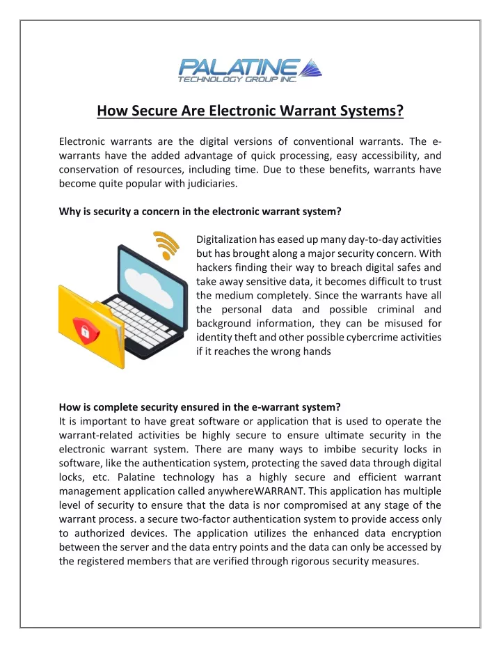 how secure are electronic warrant systems