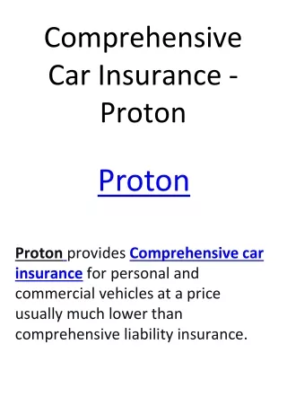 Comprehensive Car Insurance What It Is & What It Includes - Proton