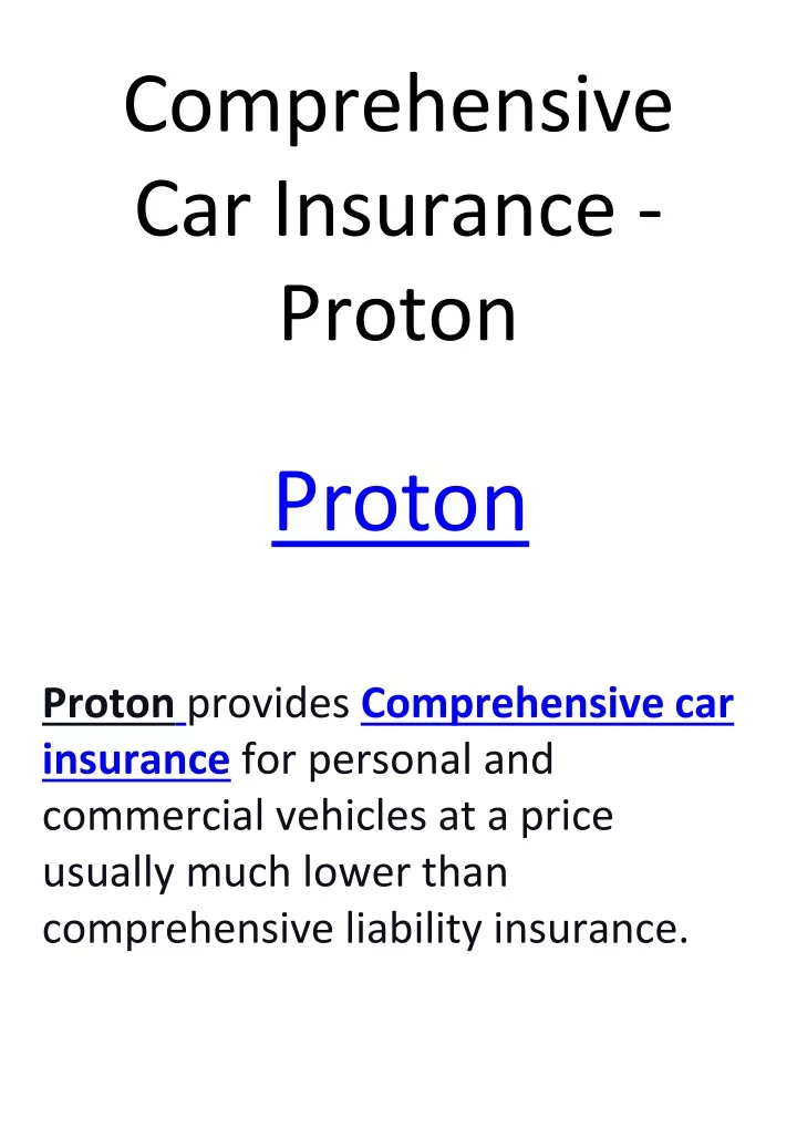 comprehensive car insurance proton