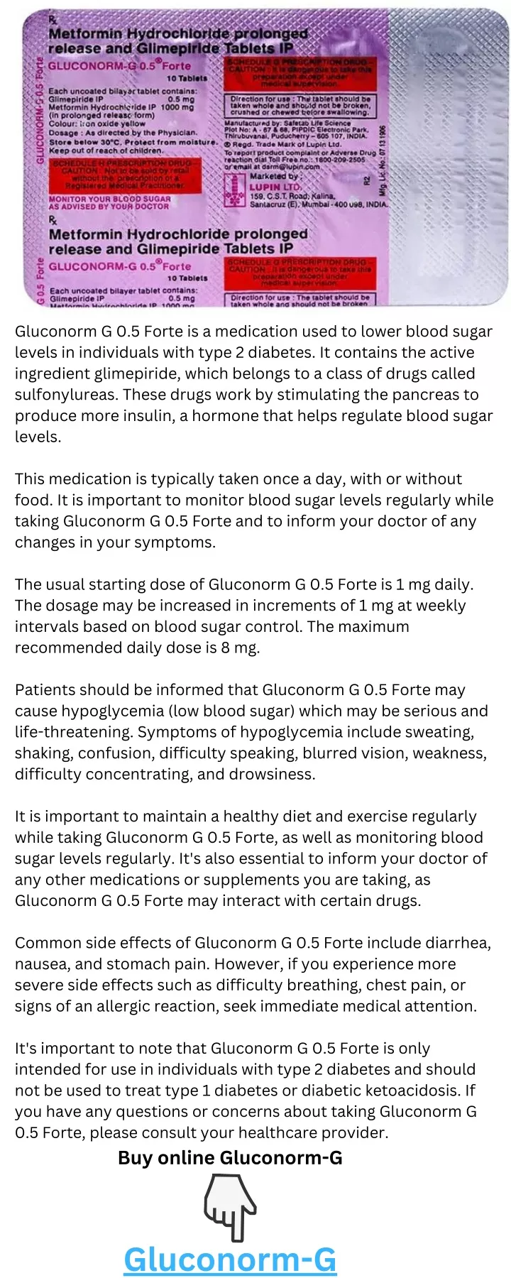 gluconorm g 0 5 forte is a medication used