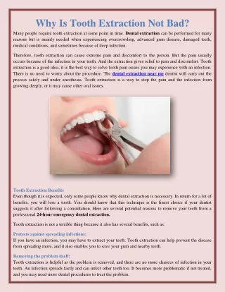 Why Is Tooth Extraction Not Bad?