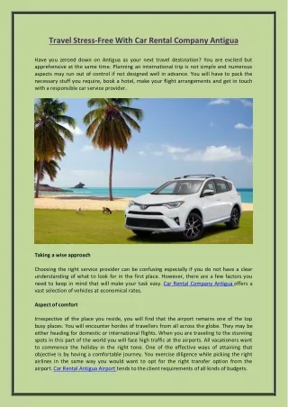 Travel Stress-Free With Car Rental Company Antigua
